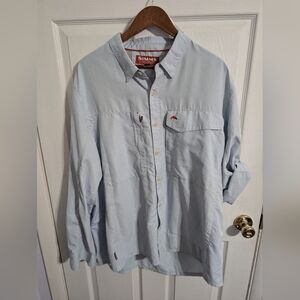 Simms Guide Fishing Shirt Roll Tab Vented Long Sleeve Outdoor Blue Men XXL